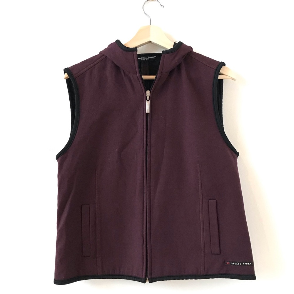 Escada sport burgundy wool hoodie vest